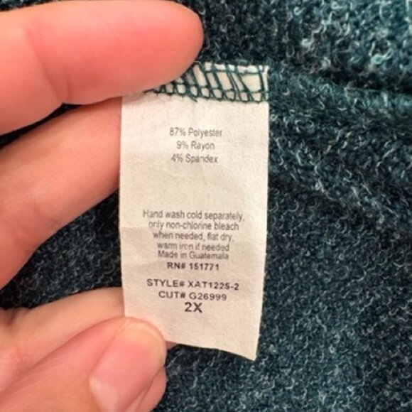 Deep Green Off Shoulder Knit Top - 2X - NEW - Picture 5 of 5